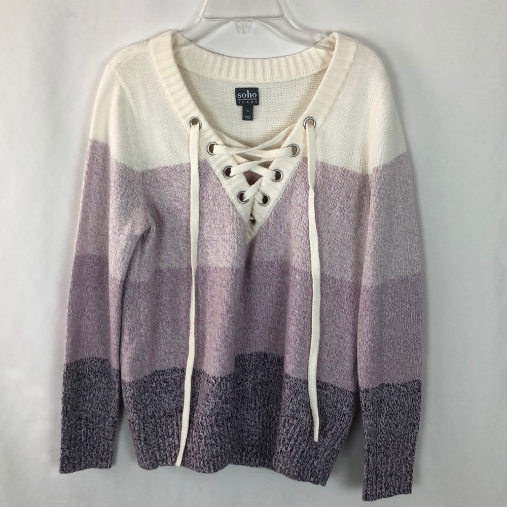 3 for $25 - Soho jeans lace up color block sweater